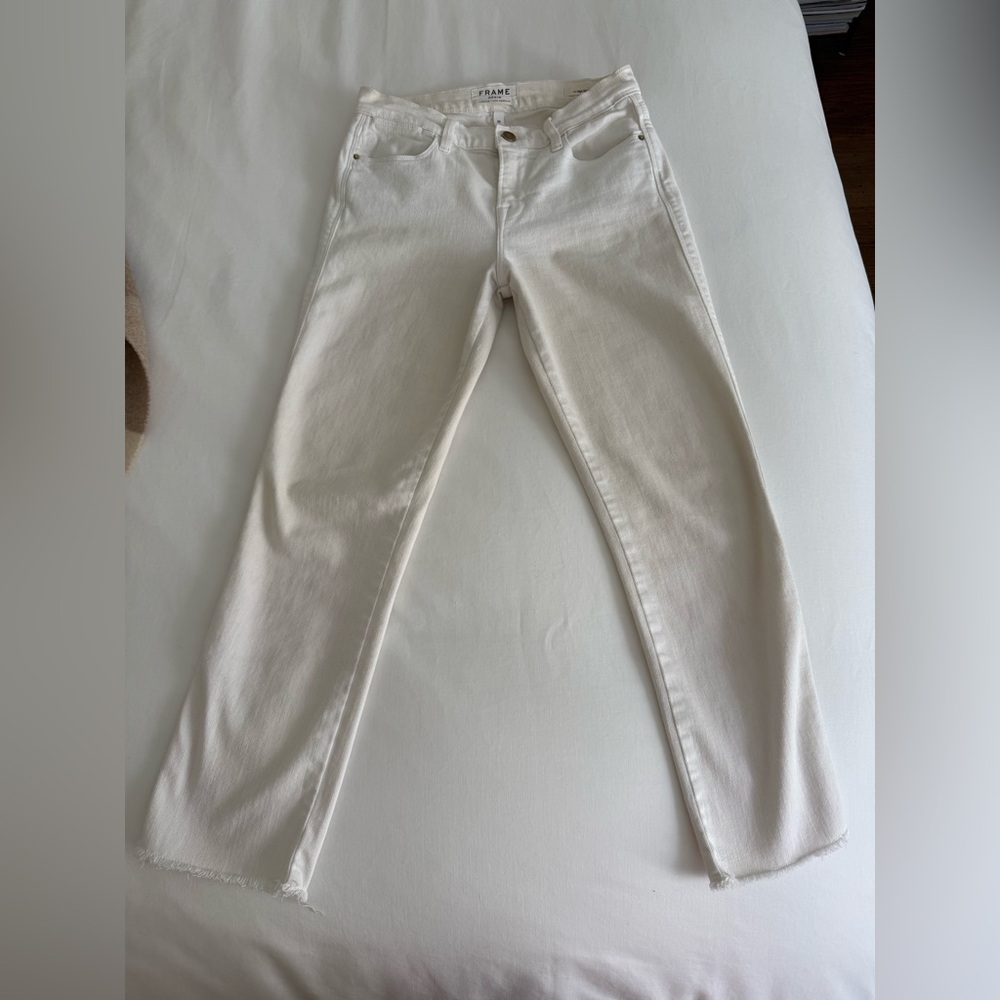 Frame Denim Cream Straight Leg Jeans